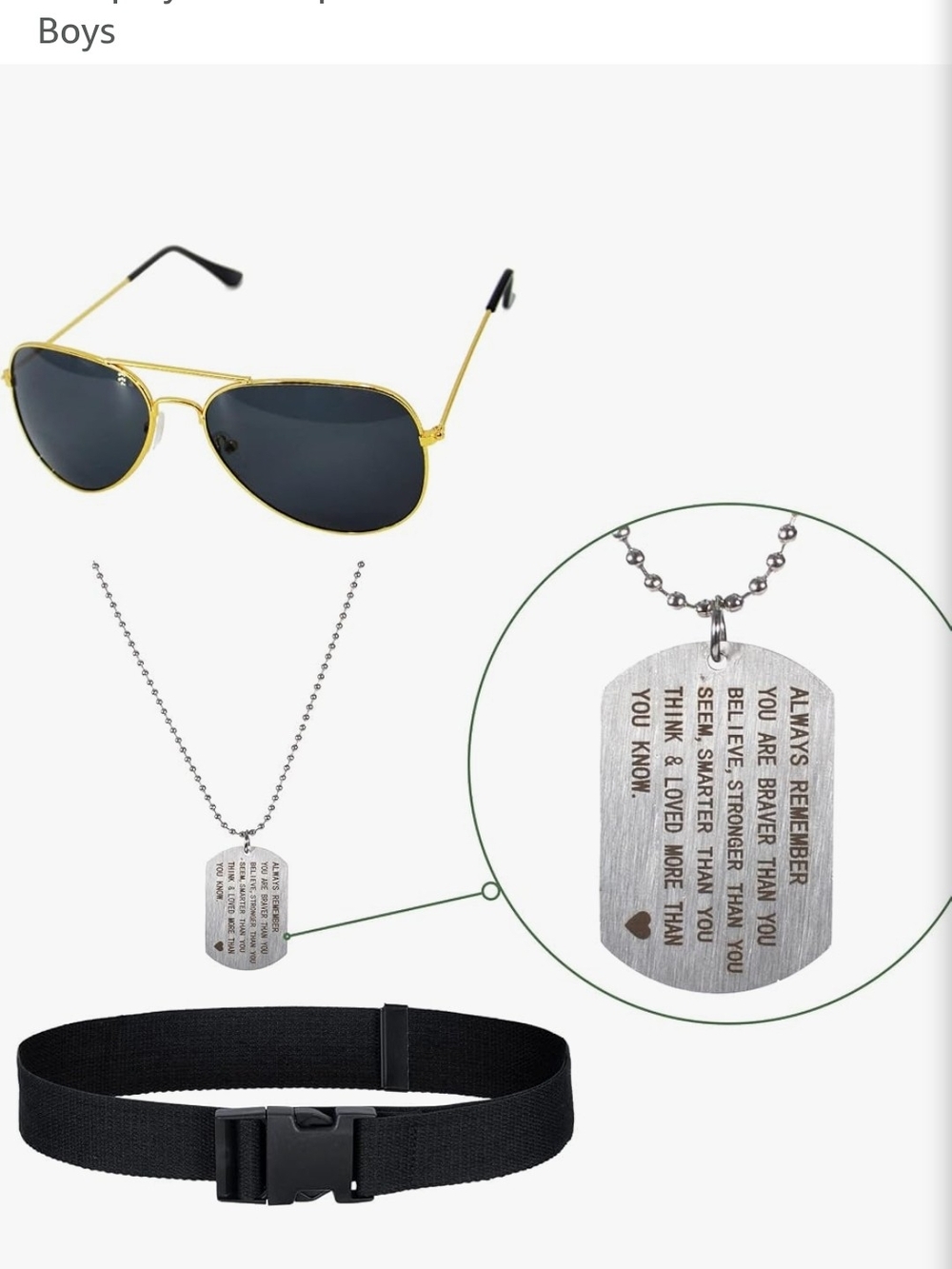 Kids Green Aviator Pilot Costume Jumpsuit with Sunglasses, Dog Tag & Belt - Picture 2 of 16